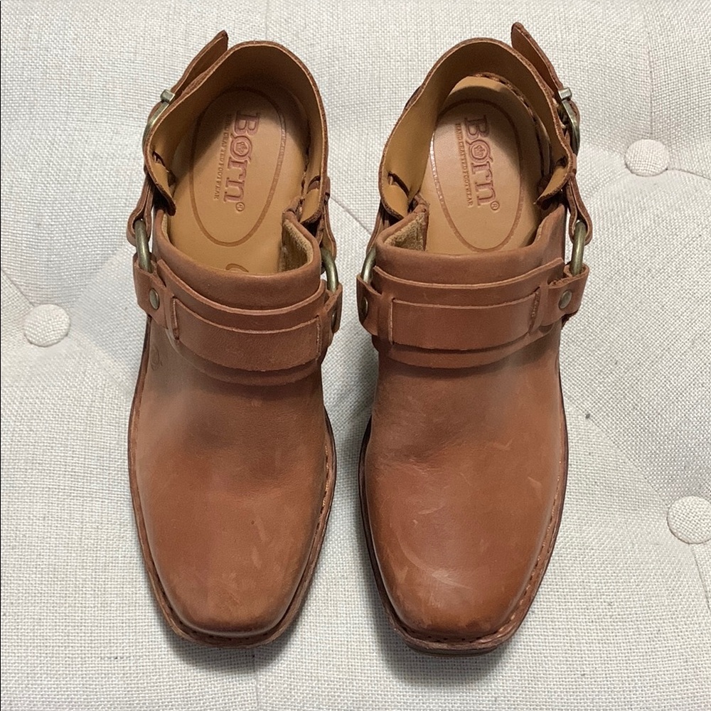 BORN Women’s Hudson’s Comfort Slingback Clogs Cognac SZ 6 Western Boho Academia